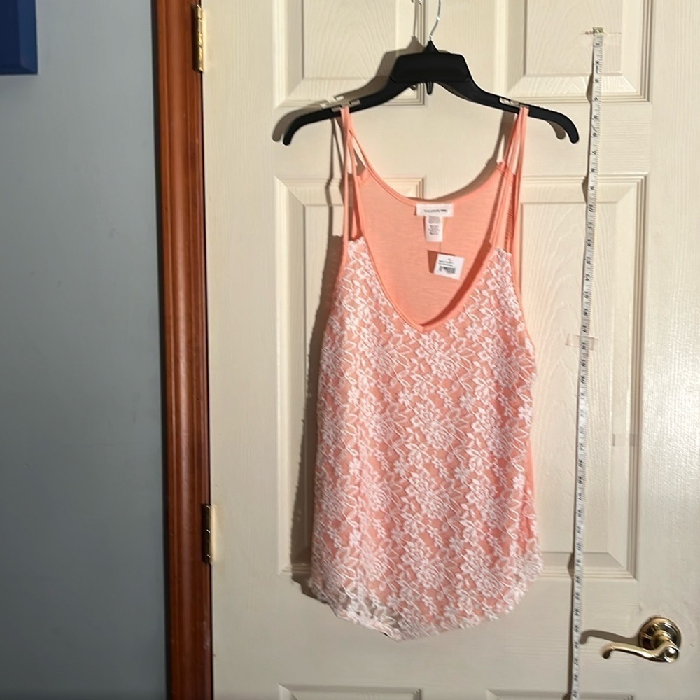 NWT-exclusive one-medium-Peach with cream lace-Fancy tank top blouse